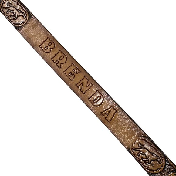 Womens Tooled Leather Western Belt 28 Buckle Cowgirl Rodeo BRENDA Personalized - Picture 5 of 11